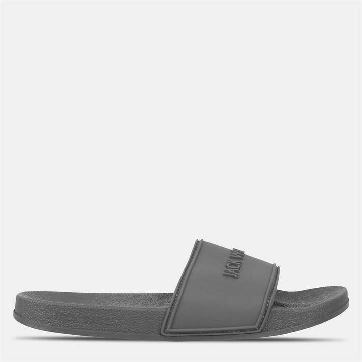 Jack Wills  Grey Logo Sliders Mens in Size 11, Sports Direct