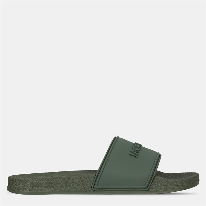 Jack Wills  Green Logo Sliders Mens in Size 11, Sports Direct