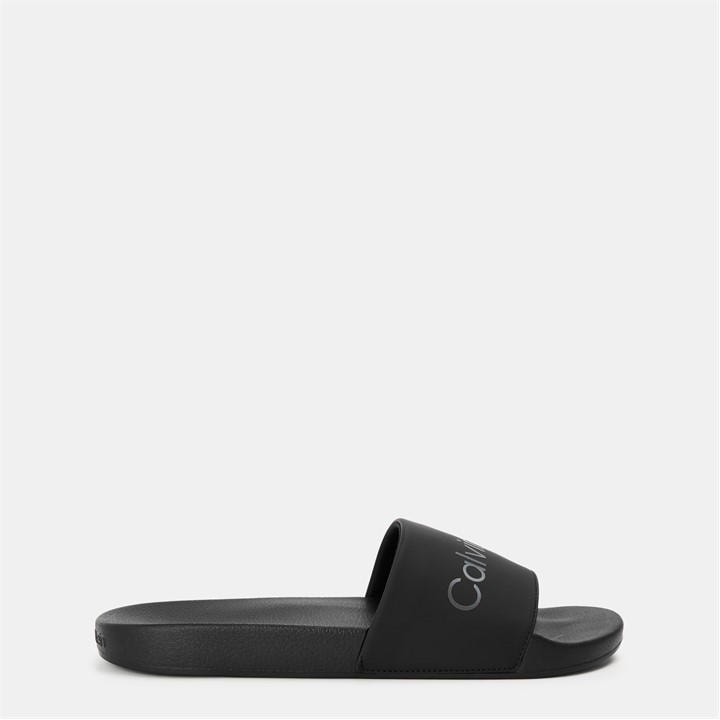 Calvin Klein Men's Black Pool Logo Sliders in Size 9, Sports Direct