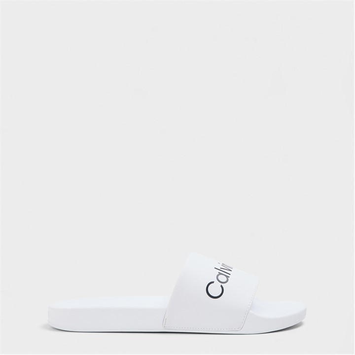 Calvin Klein Men's White Pool Logo Sliders in Size 11, Sports Direct