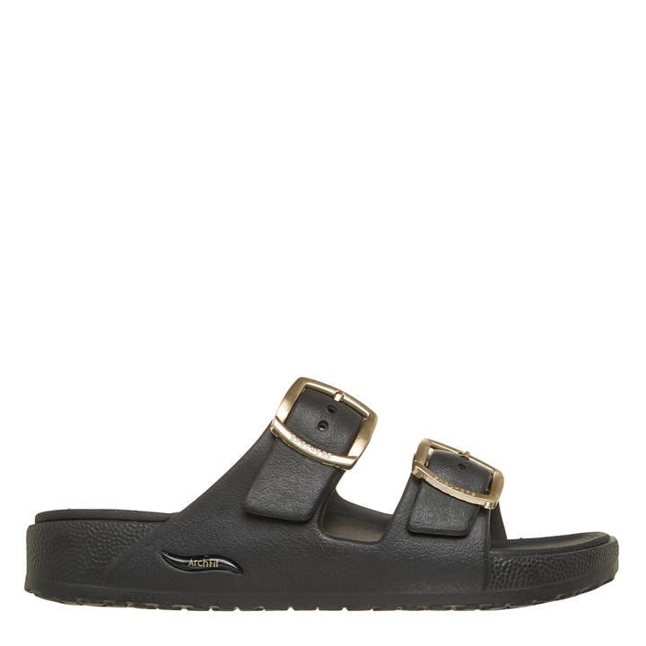 Skechers Women's Black Flat Sandals in Size 6, Sports Direct
