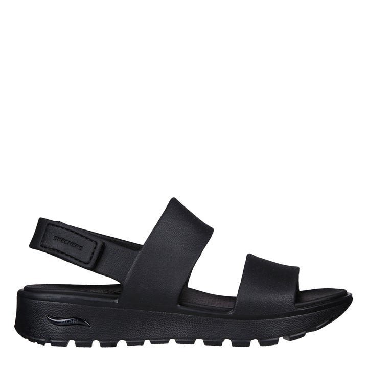 Skechers Women's Black Arch Fit Footsteps Flat Sandals in Size 8, Sports Direct