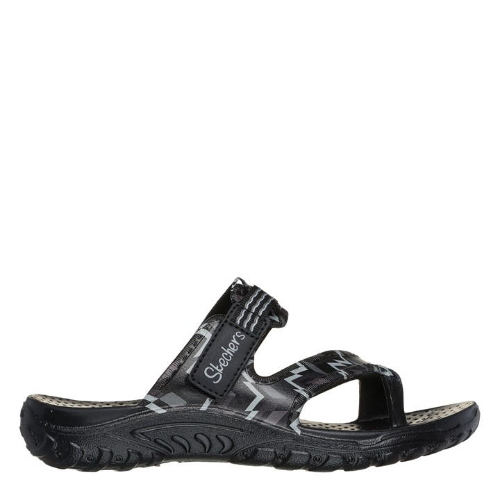 Skechers Women's Black Reggae Flat Sandals in Size 3, Sports Direct