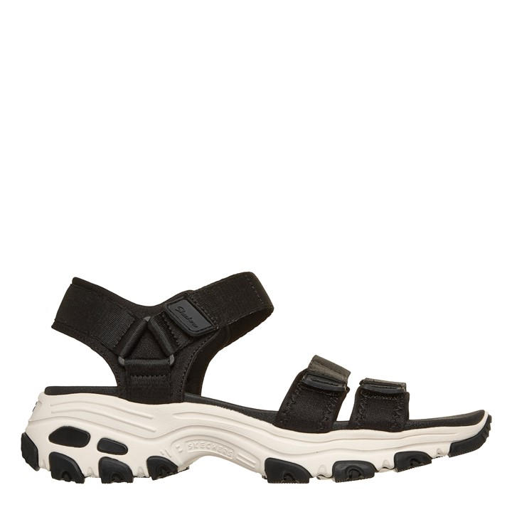 Skechers Women's Black Flat Sandals in Size 4, Sports Direct