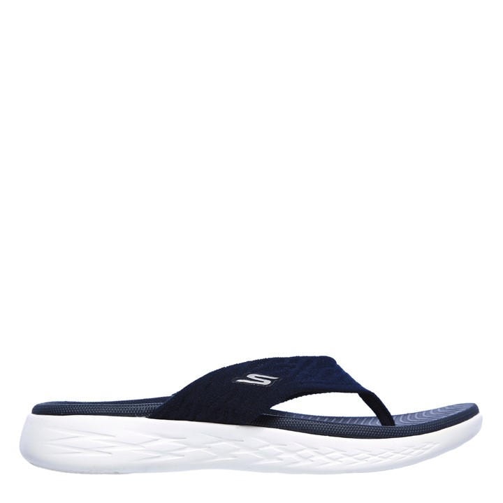 Skechers Women's Blue Knit 3Pt Sandal W Molded Footbed Flat Sandals in Size 8, Sports Direct