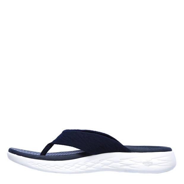 Navy - Skechers - Knit 3pt Sandal W Molded Footbed Flat Sandals Womens