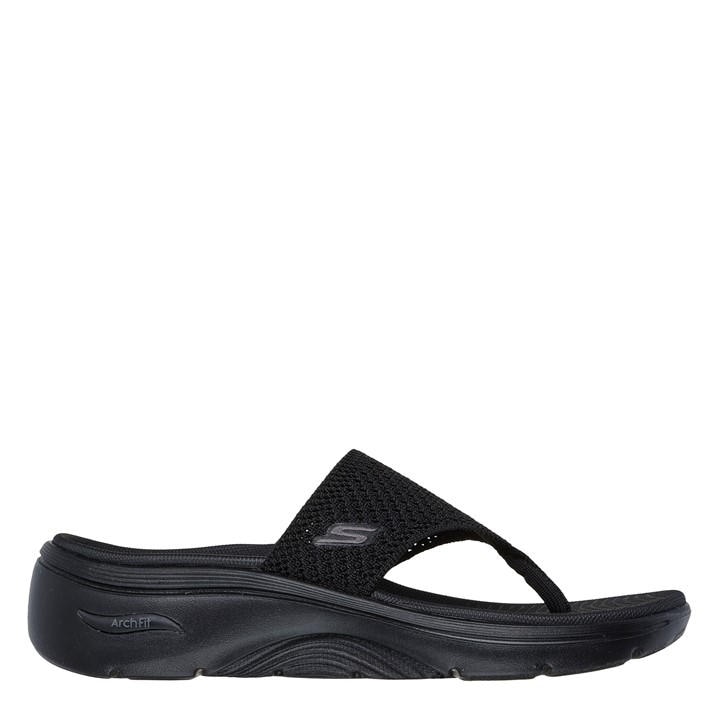 Skechers Women's Black Go Walk Arch Fit 2.0 Sandal Flat Sandals in Size 6, Sports Direct