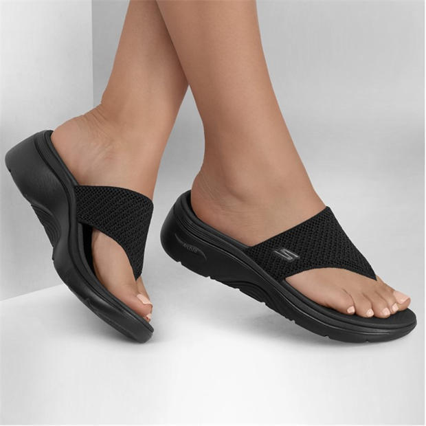Black - Skechers - Go Walk Arch Fit 2.0 Sandal Flat Sandals Womens