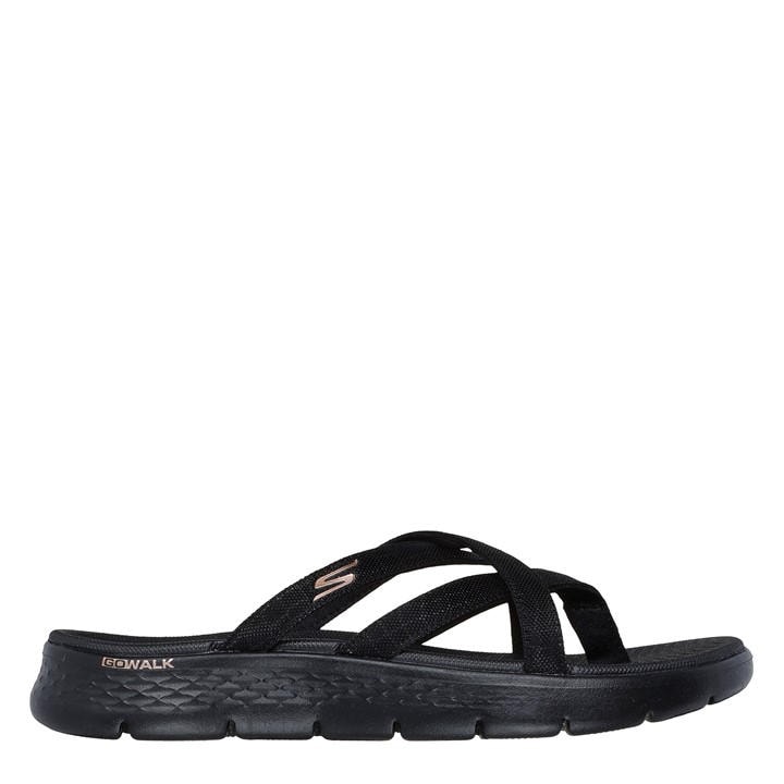 Skechers Women's Black Flat Sandals in Size 6, Sports Direct