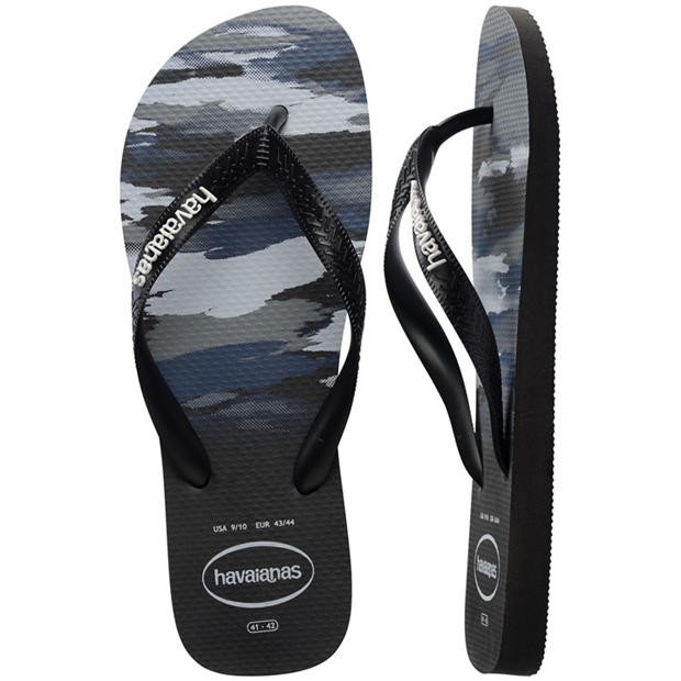 Black/White - Havaianas - Men's Top Camu Black Flip Flops