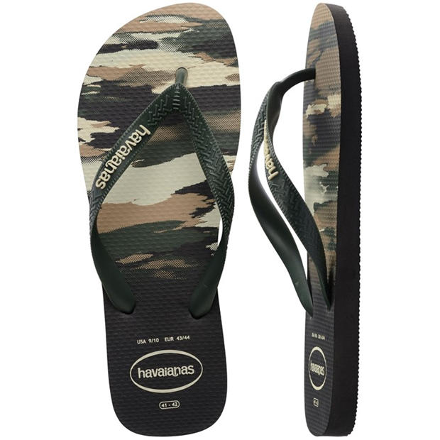 Black//Olive - Havaianas - Men's Top Camu Black Flip Flops