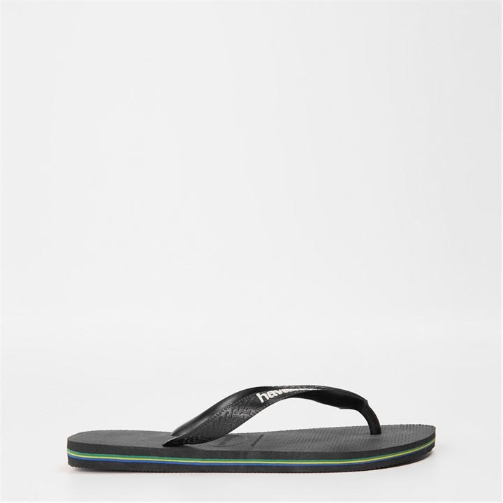 Havaianas  Black Brasil Logo Flip Flops in Size 12, Sports Direct