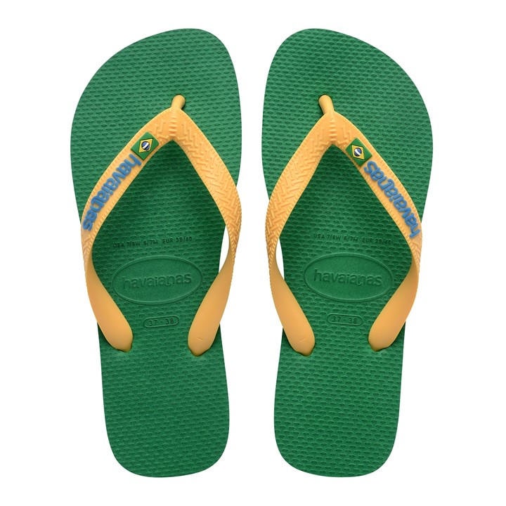 Havaianas  Green Brasil Logo Flip Flops in Size 8, Sports Direct