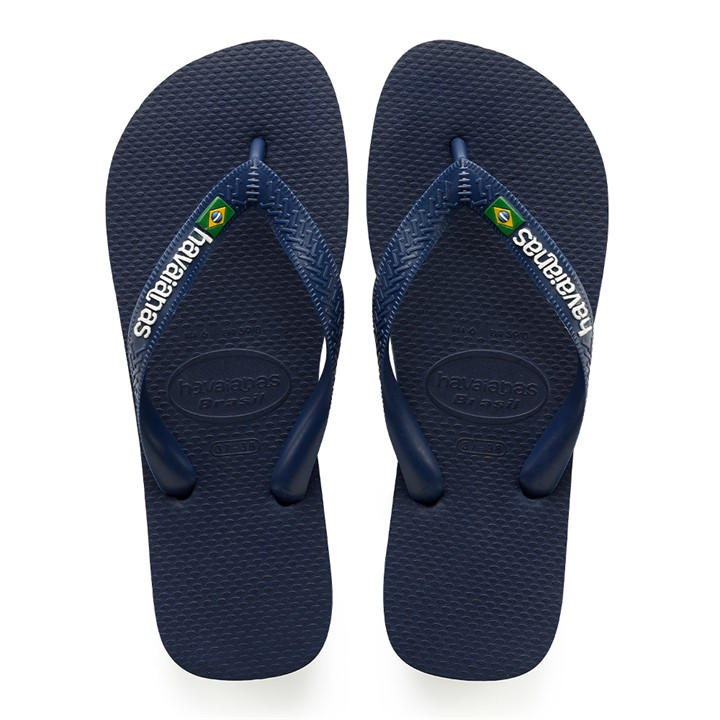 Havaianas  Blue Brasil Logo Flip Flops in Size 10, Sports Direct