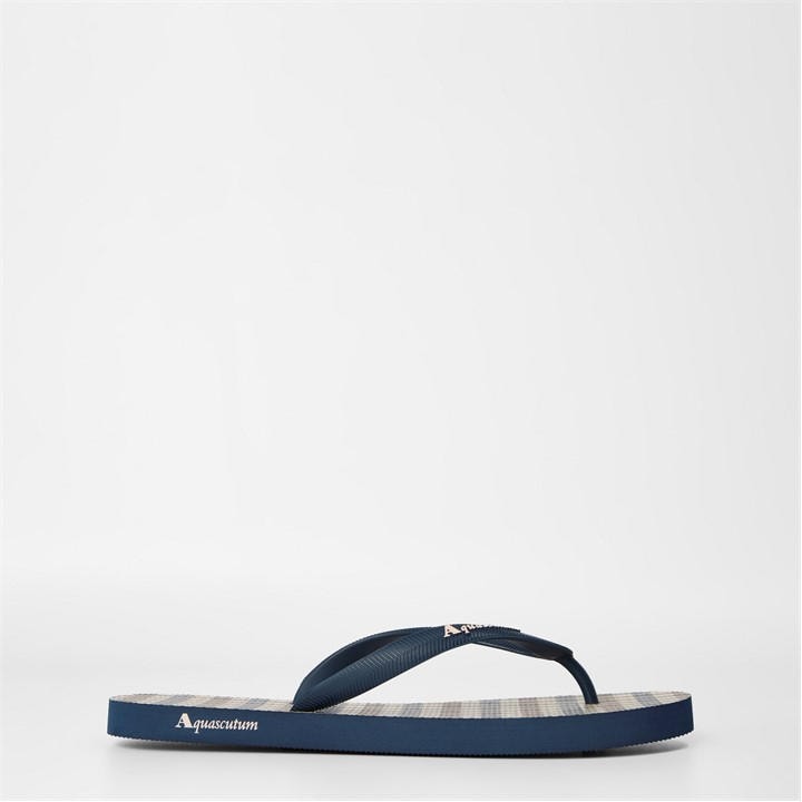 Aquascutum Men's Blue Check Flip Flops in Size 6, Sports Direct