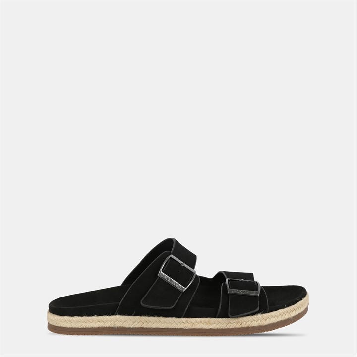 Jack Wills Men's Black Leather Slip On Flat Sandals in Size 11, Sports Direct