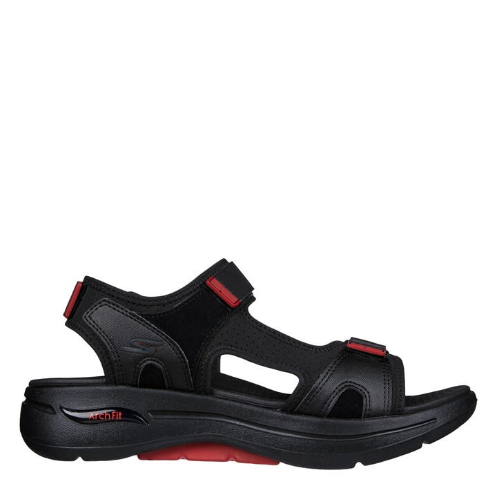 Skechers Men's Black Flat Sandals in Size 6, Sports Direct