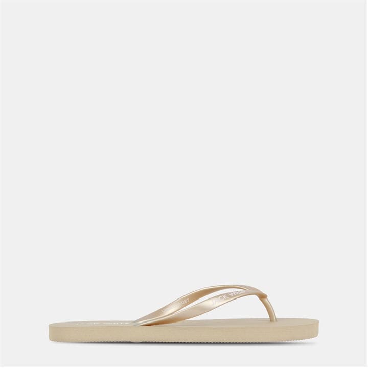 Jack Wills Women's Gold Jw Flop Flip Flops in Size 5, Sports Direct