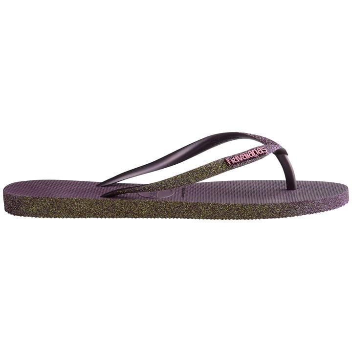 Havaianas Women's Purple Slim Sparkle Ii Aubergine Flip Flops in Size 1.5, Sports Direct