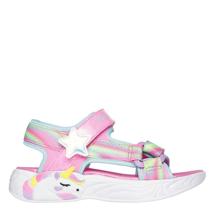 Skechers Girls Pink Lighted Unicorn Dreams Sandal Flat Sandals in Size C13, Sports Direct