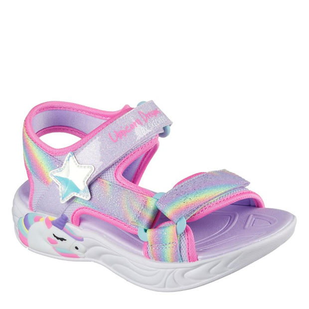 Lavender - Skechers - Skechers Lighted Unicorn Dreams Sandal Flat Sandals Girls