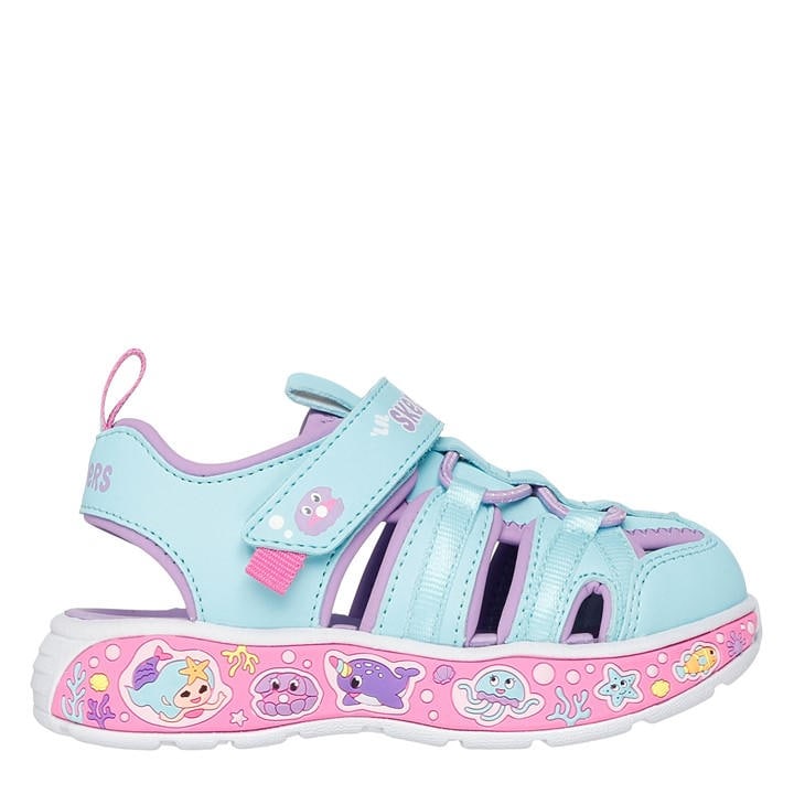 Skechers Girls  Close Toe Sandal W Bungee & Strap Flat Sandals in Size C4, Sports Direct