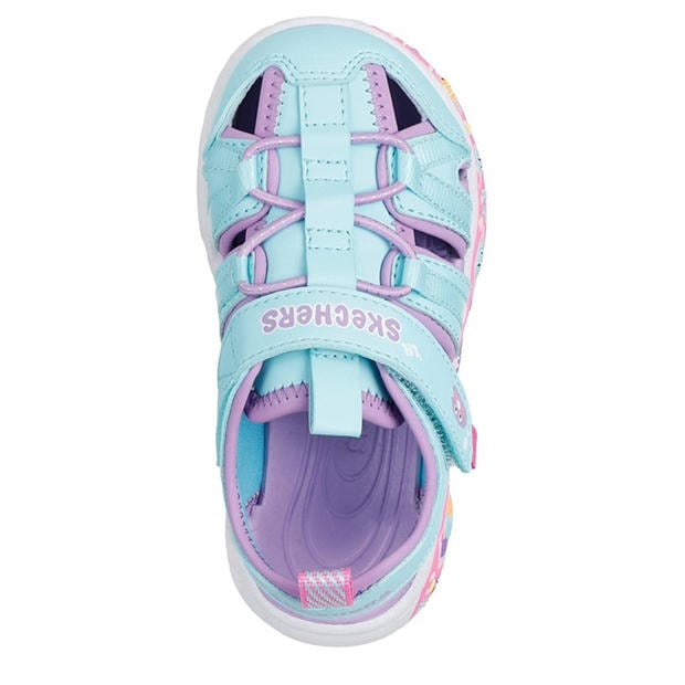 Turq/Lavender - Skechers - Close Toe Sandal W Bungee & Strap Flat Sandals Girls