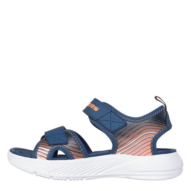 Navy/Orange - Skechers - Lightweight Sandal W Linear Details Flat Sandals Boys
