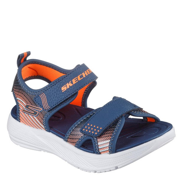 Navy/Orange - Skechers - Lightweight Sandal W Linear Details Flat Sandals Boys