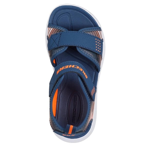 Navy/Orange - Skechers - Lightweight Sandal W Linear Details Flat Sandals Boys