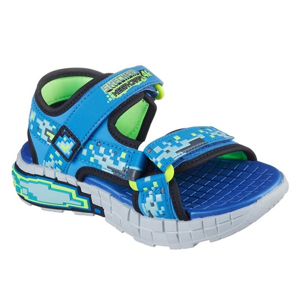 Blue/Lime - Skechers - Mega-Splash 4k Flat Sandals Boys