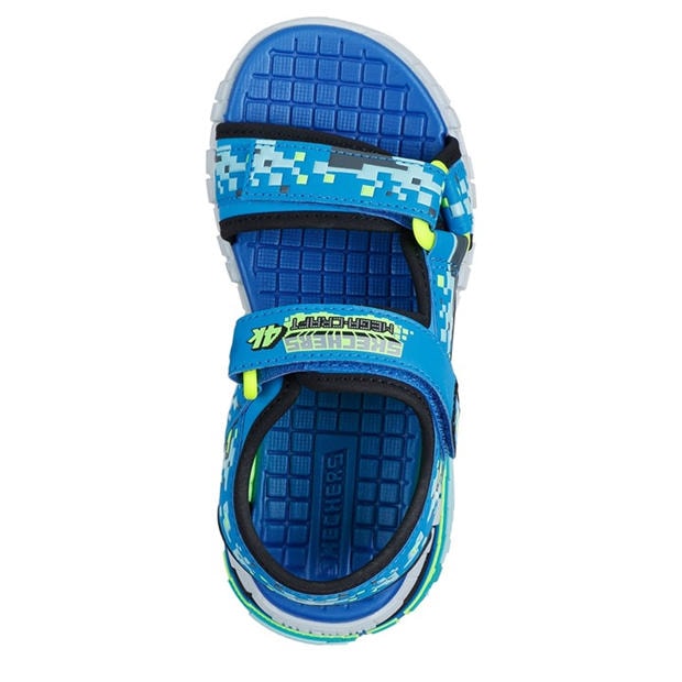 Blue/Lime - Skechers - Mega-Splash 4k Flat Sandals Boys