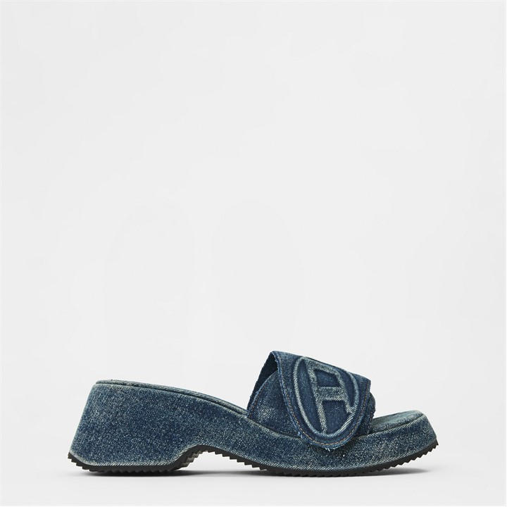 Diesel Women's Blue Denim Slide Flat Sandals in Size 5, Sports Direct