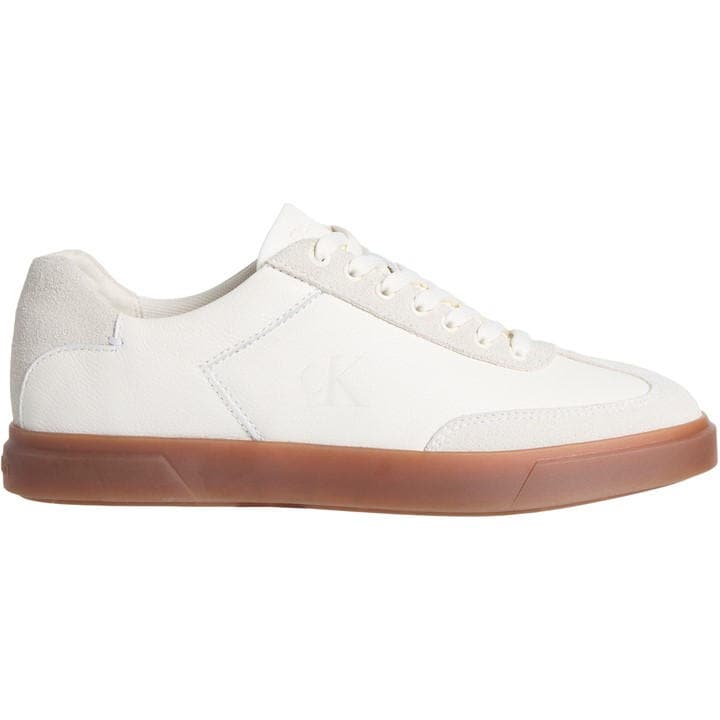 Calvin Klein Jeans Women's White Leather Court Trainers in Size 7, Sports Direct