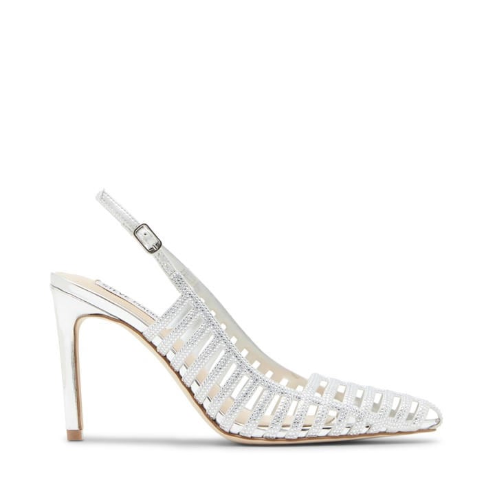 Steve Madden Women's Silver Carleigh Heeled Mules in Size 4, Sports Direct