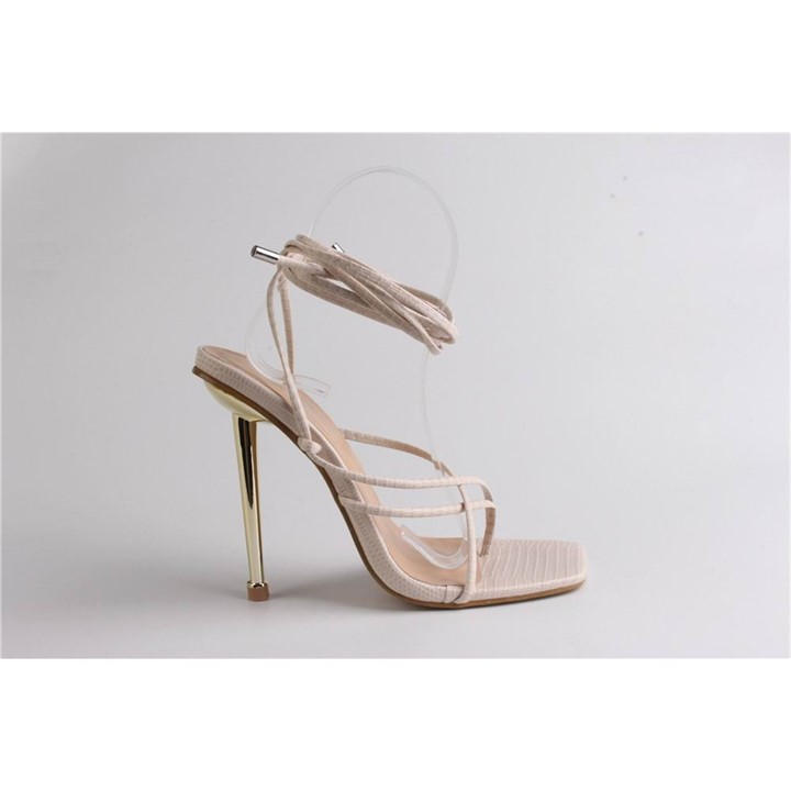 Chic Women's Strappy Flat Sandal - Cream Lizard - 3 (36) - Image 2