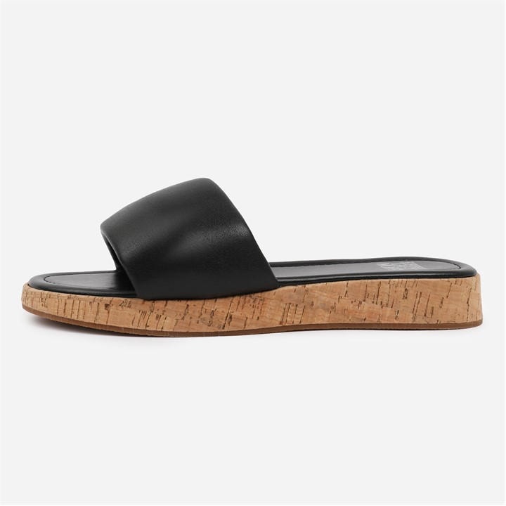 Wheres That From Women's Black Pu Julia Flatform Sliders Sandal in Size 4, Sports Direct