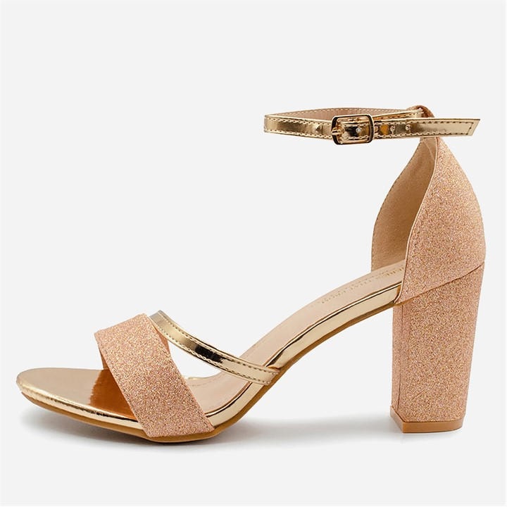 Wheres That From Women's Gold Where¿S Glitter Perla Mid Block Heel Sandals in Size 8, Sports Direct