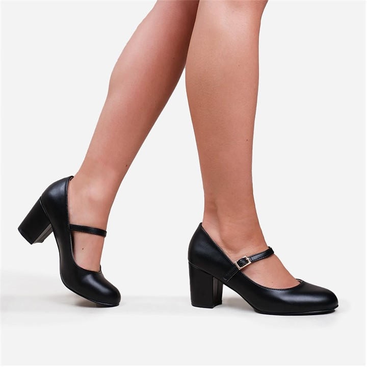 Wheres That From Women's Black Wheres Block Heel Mary Jane Pumps in Size 6, Sports Direct