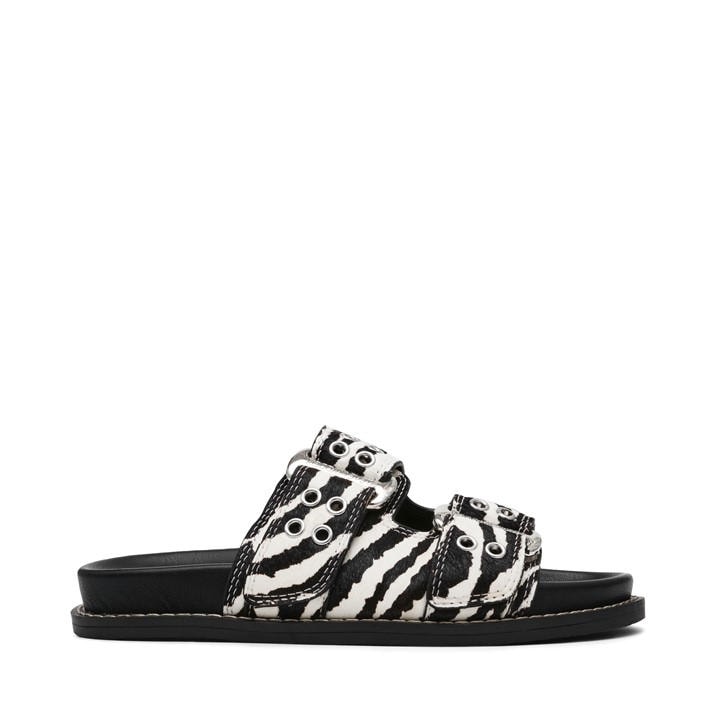 Steve Madden Women's Agent Print Flat Sandals Zebra - 4 (37) - Image 3