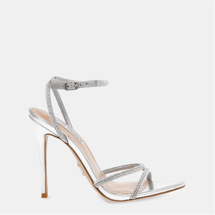 Steve Madden Women's Silver Bryanna Heeled Sandals in Size 7, Sports Direct