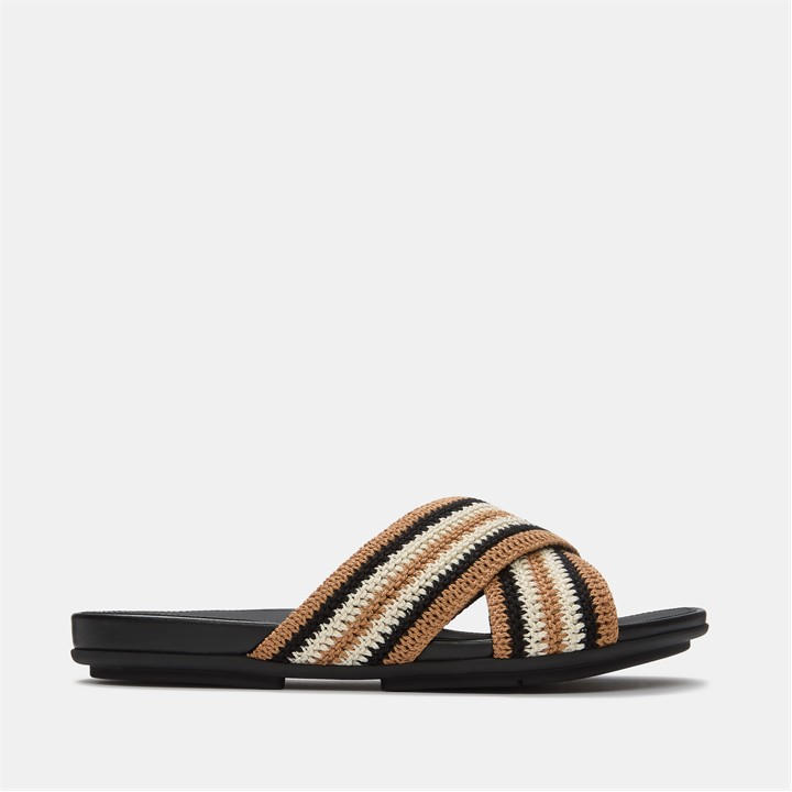 Fitflop Women's Black Gracie Stripe-Webbing Slides in Size 7, Sports Direct