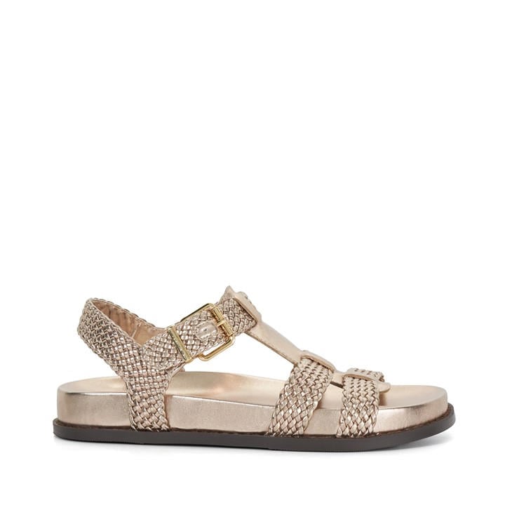 Dune London Women's Gold Looking Flat Sandal in Size 6, Sports Direct
