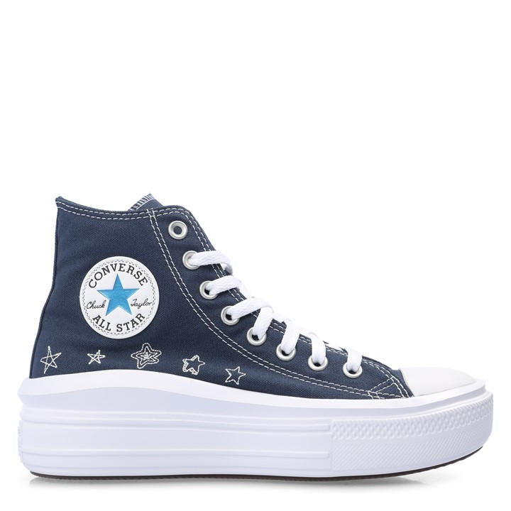 Converse Women's Blue Chuck Taylor All Star Mov Platform Trainers in Size 5.5, Sports Direct