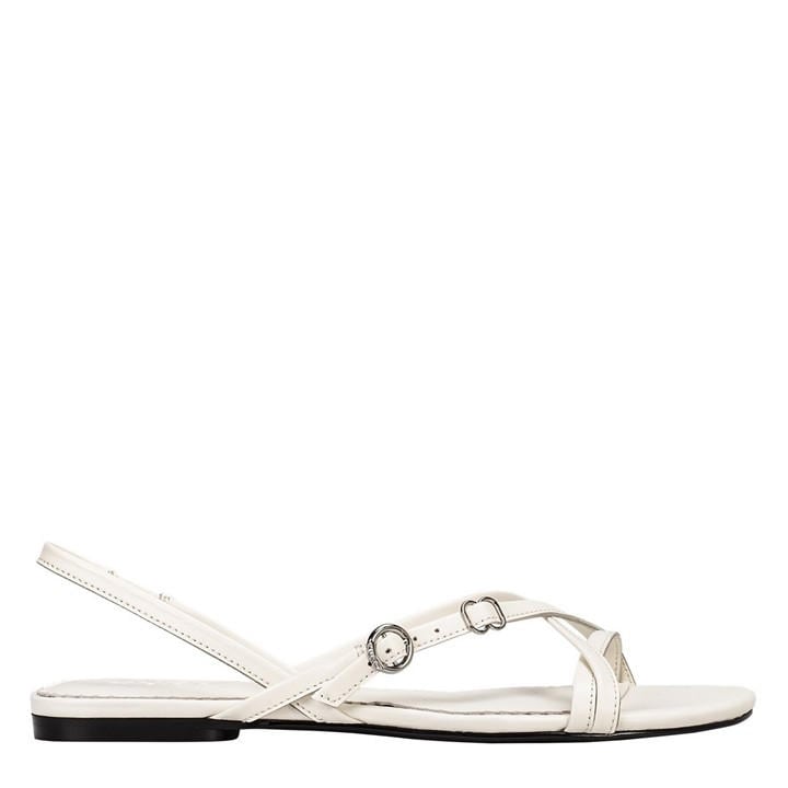 Hugo Women's Cream Flat Sandals With Buckle Detail (Amaryl) in Size 6, Sports Direct