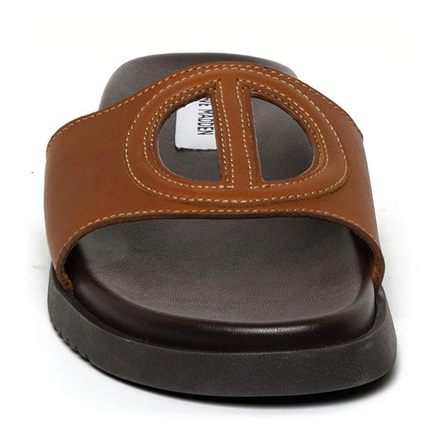 Cognac Leather - STEVE MADDEN - Women's Mayke Solid Flat Sandals