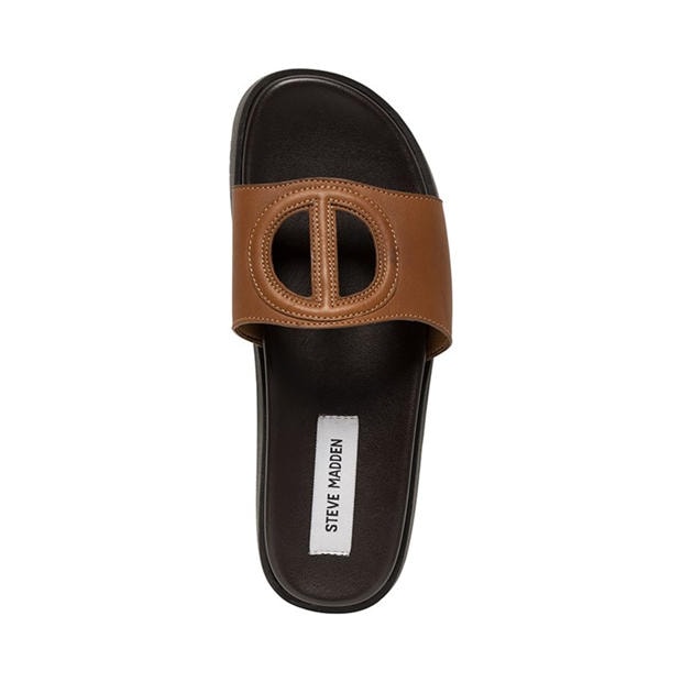 Cognac Leather - STEVE MADDEN - Women's Mayke Solid Flat Sandals