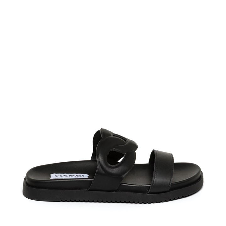 Steve Madden Women's Black Myrtle Flat Sandals in Size 3, Sports Direct
