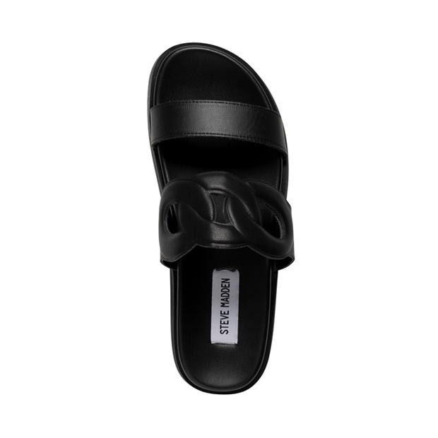 Black Leather - STEVE MADDEN - Women's Myrtle Flat Sandals