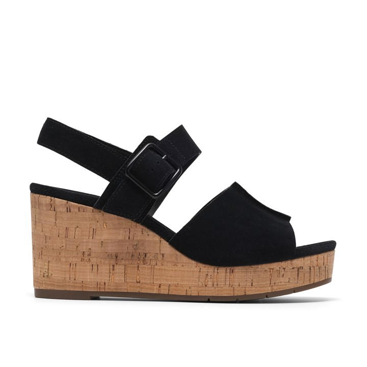 Clarks Women's Black Wedge Sandals in Size 7, Sports Direct